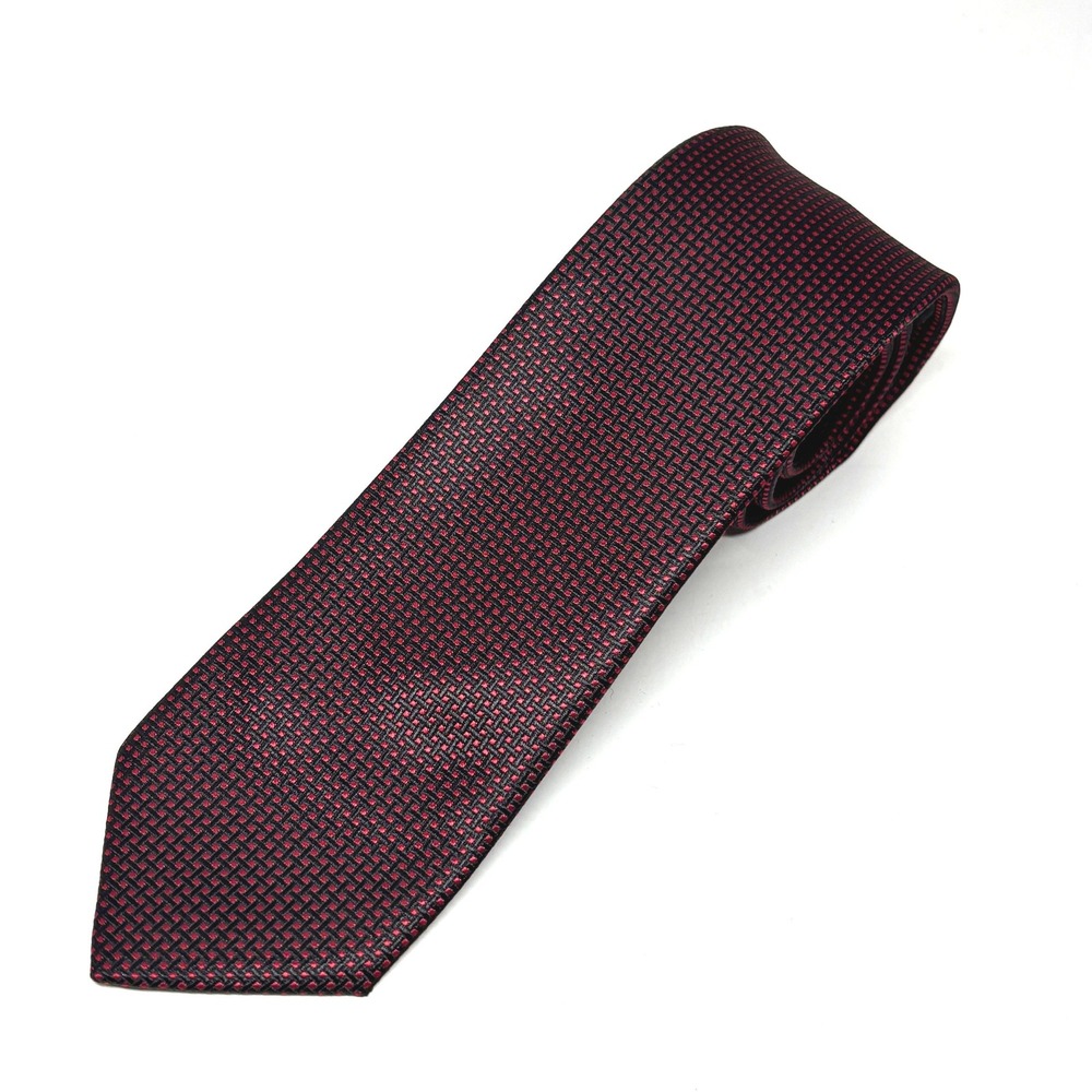 Clericci Necktie Mens Red Black Geometric‎ Micro Pattern Wedding Preppy Classic